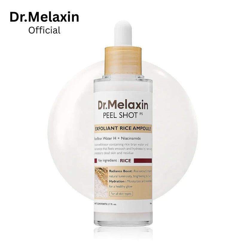 Dr Melaxin Rice Peel Glow Serum Ampoule for acne removal, blackheads, dark spots and radiant skin