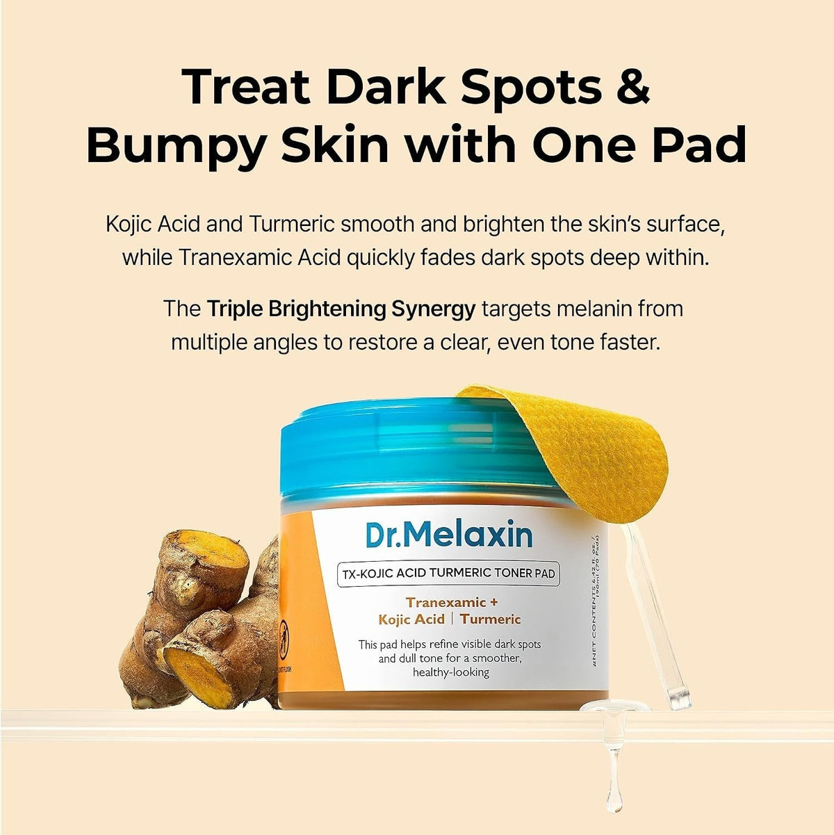 Dr.Melaxin TX Turmeric Toner Pads, 70 Sheets, Tranexamic Acid, Kojic Acid, Turmeric — 5