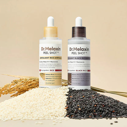 Dr Melaxin rice exfoliating and hydrating serum ampoule that clears pores and smooths skin tone